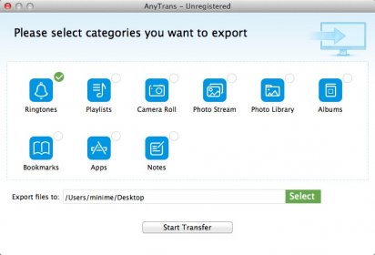 Selecting Categories To Export To Mac
