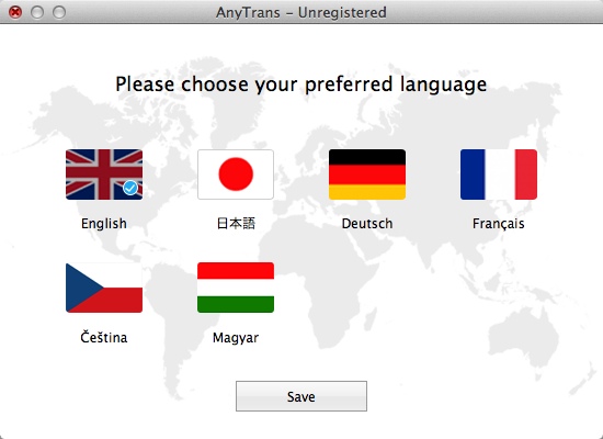 AnyTrans for iOS 4.3 : Selecting Language