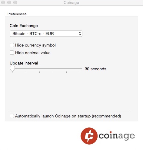 Coinage 1.3 : Preferences Window