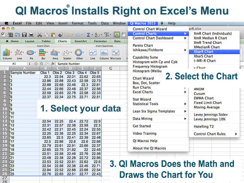 QI Macros SPC Software for Mac 2015.01 : Main Window