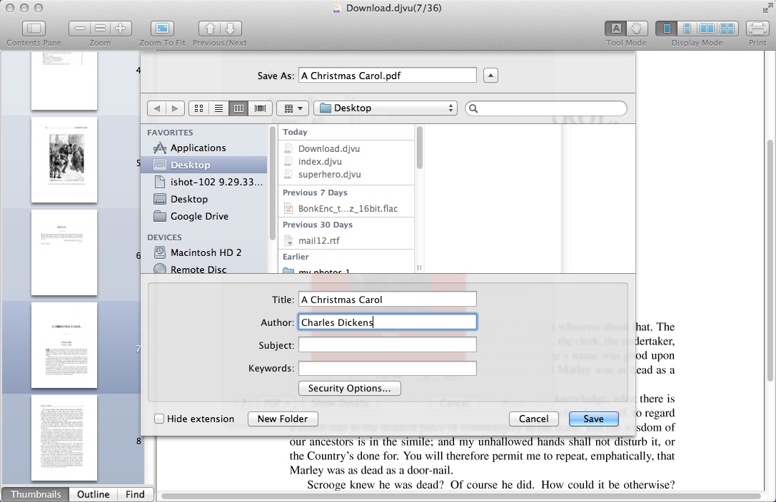 DjVu Reader 1.7 : Exporting DjVu File