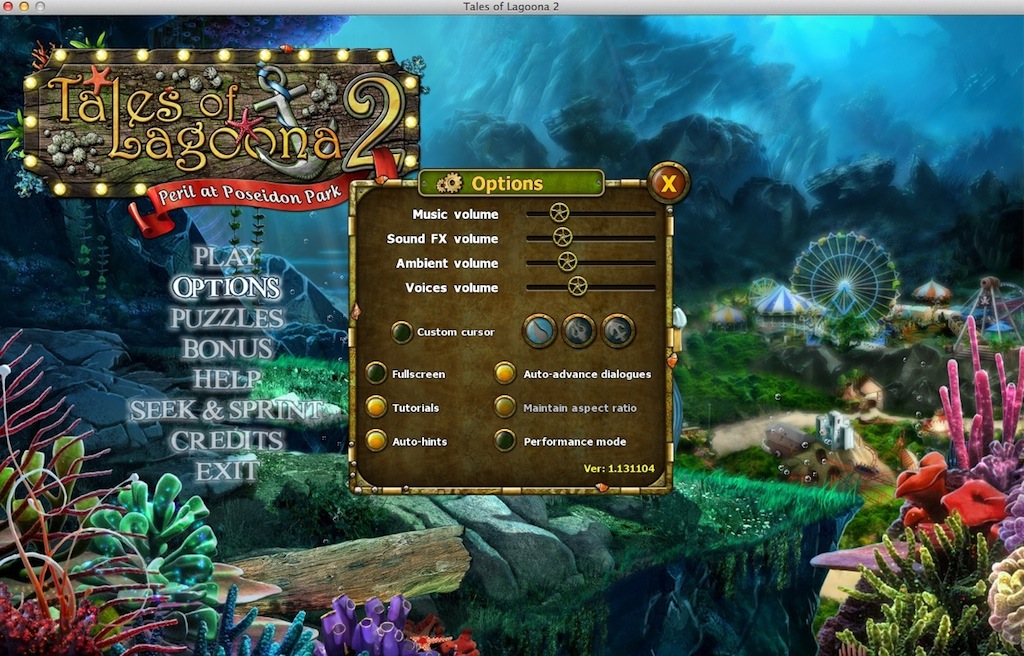 Tales of Lagoona 2: Peril at Poseidon Park 2.0 : Game Options
