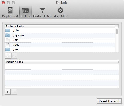 Disk Analyzer Pro 1.2 : Exclude Options