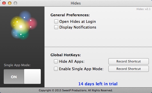 Hides 2.1 : Enabled Single App Mode