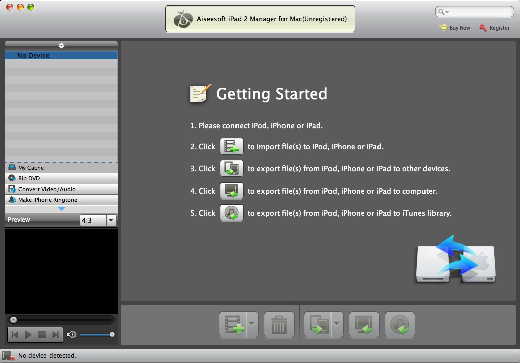 Aiseesoft iPad 2 Manager for Mac 6.1 : Main window