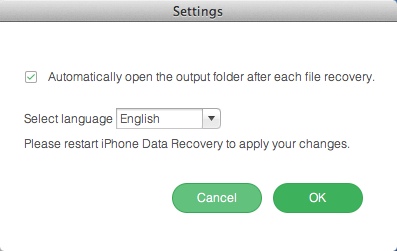 iSkysoft iPhone Data Recovery 4.0 : Program Preferences