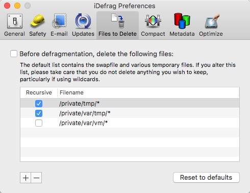 iDefrag 5.3 : Files To Delete