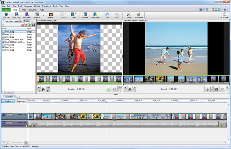 VideoPad Video Editor 3.90 : Main Window