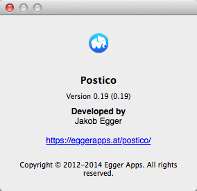 Postico 0.1 beta : About Window