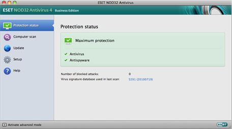 ESET NOD32 Antivirus Business Edition : Protection status