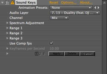 Trapcode Sound Keys 1.2 : Sound Keys controls