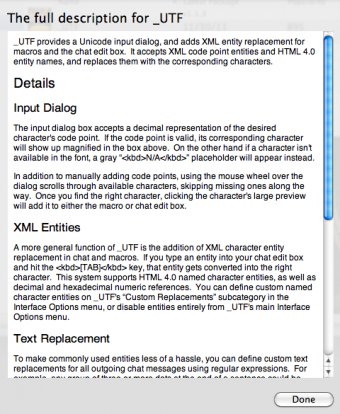 Addon description panel