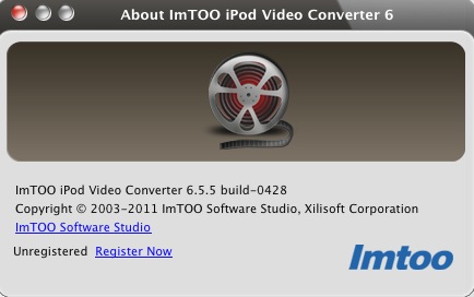 ImTOO iPod Video Converter 6.5 : About window