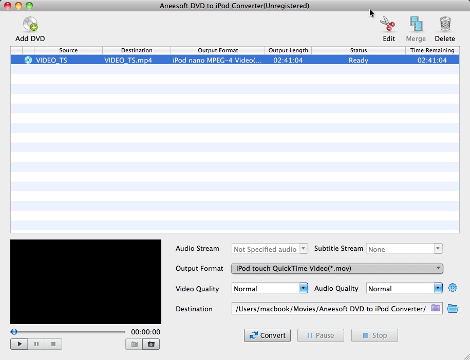 DVD to iPod Converter 3.6 : Main Window