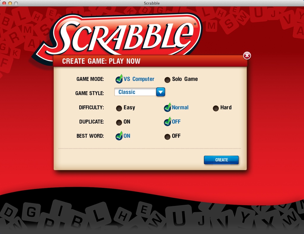 Scrabble : Selecting Game Mode