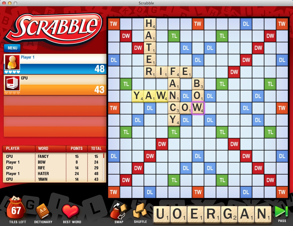 Scrabble : Gameplay Window