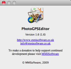PhotoGPSEditor 1.6 : Program version