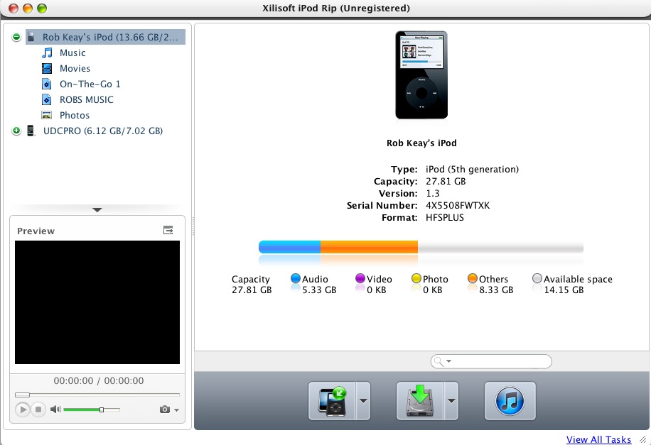 Xilisoft iPod Rip 3.3 : Main window
