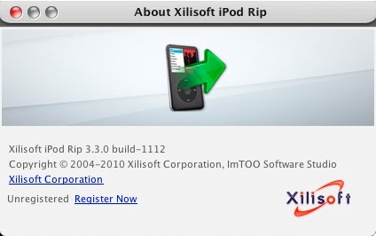 Xilisoft iPod Rip 3.3 : About window