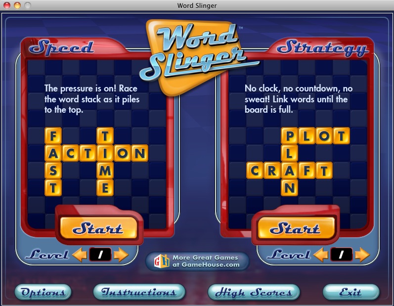 Word Slinger 1.1 : Main menu