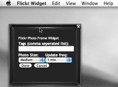 Flickr Widget 1.9 : Main window