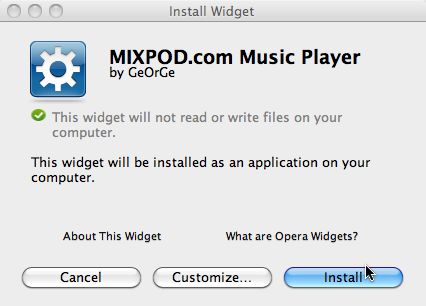 MIXPOD.com Music Player 1.0 : Main window