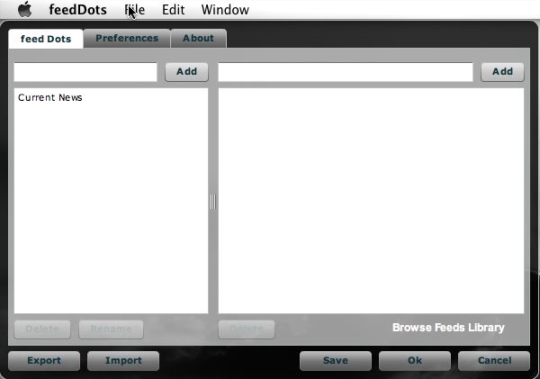 feedDots 1.1 : Main window