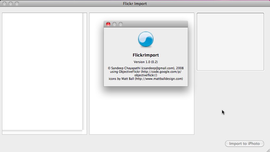 FlickrImport 1.0 : Main window