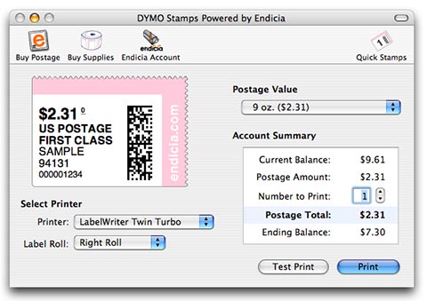 DYMO Stamps 2.1 : Main window