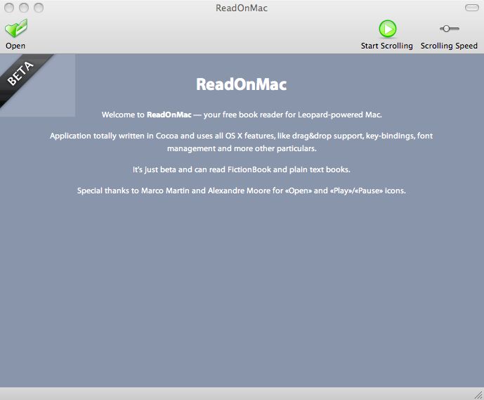 ReadOnMac 1.0 : Main window