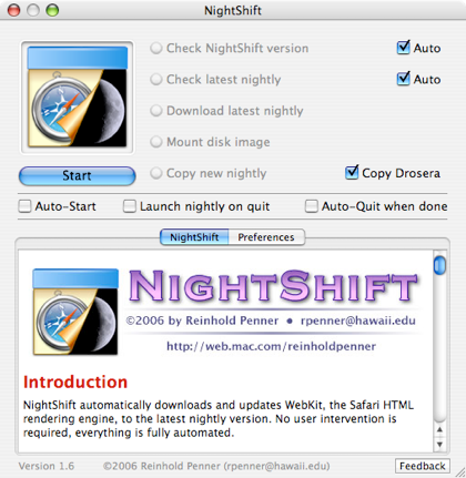 NightShift 1.6 : Main window