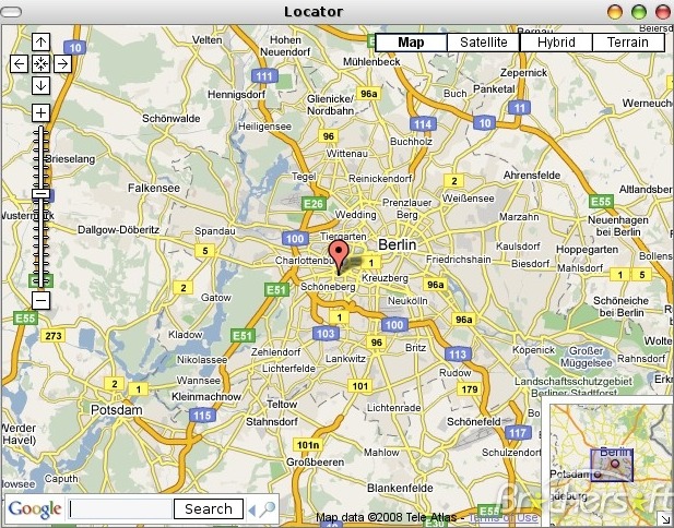 Google Map Locator 1.1 : Main window