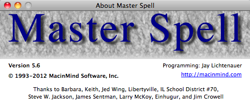 Master Spell 5.6 : Program version