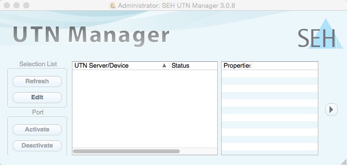 SEH UTN Manager 3.0 : Main window
