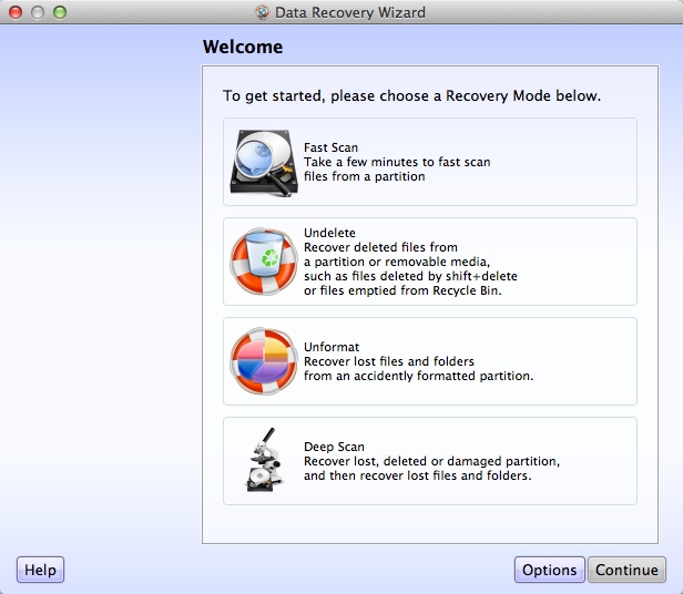 Lazesoft Mac Data Recovery 2.1 : Welcome Window