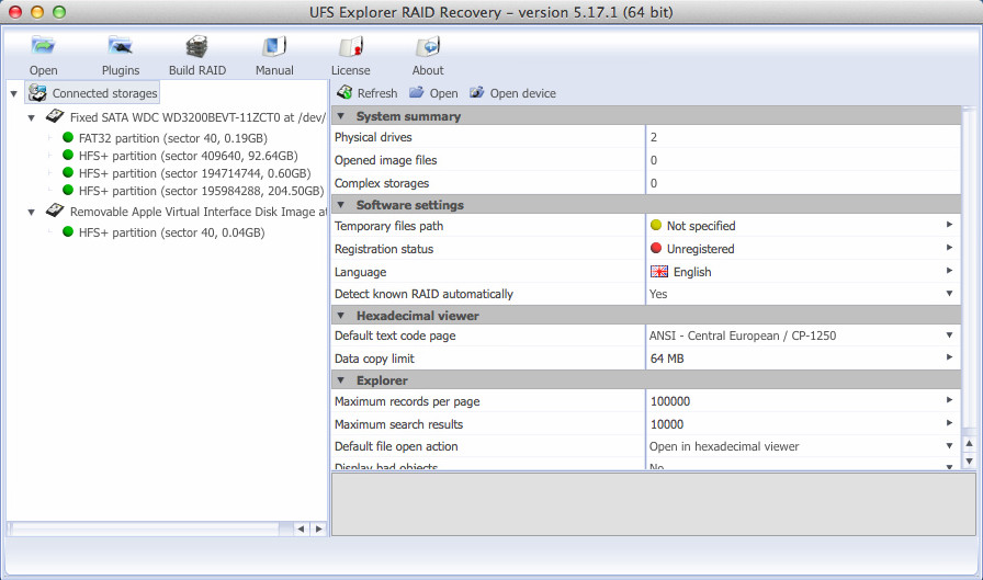 UFS Explorer RAID Recovery 5.1 : Main Window