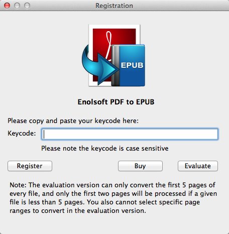 Enolsoft PDF to EPUB 2.7 : Trial Limitations