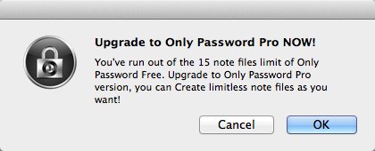 Only Password Free 1.1 : Free Version Limitations