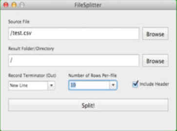 Text File Splitter 1.2 : Main Window
