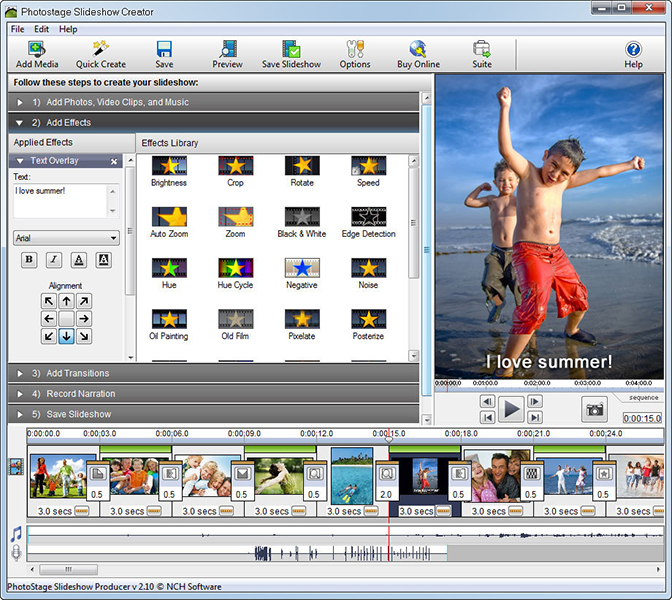 PhotoStage Slideshow Software 3.16 : Main Window