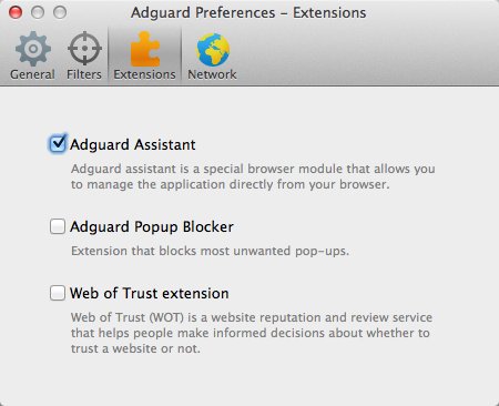 Adguard 1.0 : Extension Options