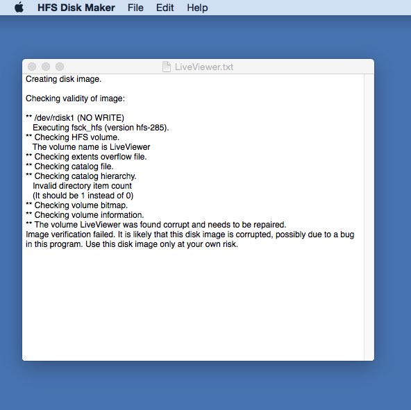 HFS Disk Maker 0.1 : Main window