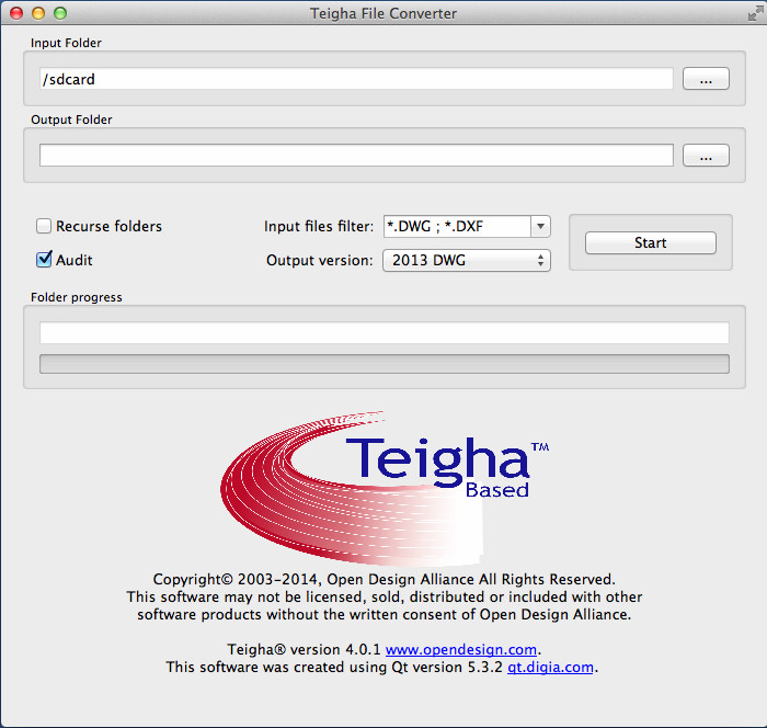 Teigha File Converter 4.0 : Main Window