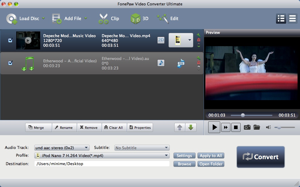FonePaw Video Converter Ultimate 1.2 : Main Window