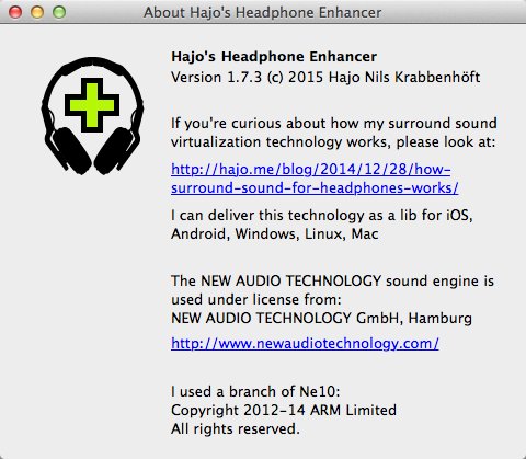 Hajo Headphone Enhancer 1.7 : About Window