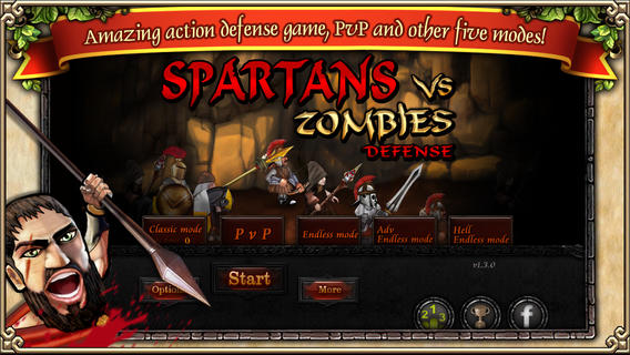 Spartans Vs Zombies Defense 1.3 : Main Window