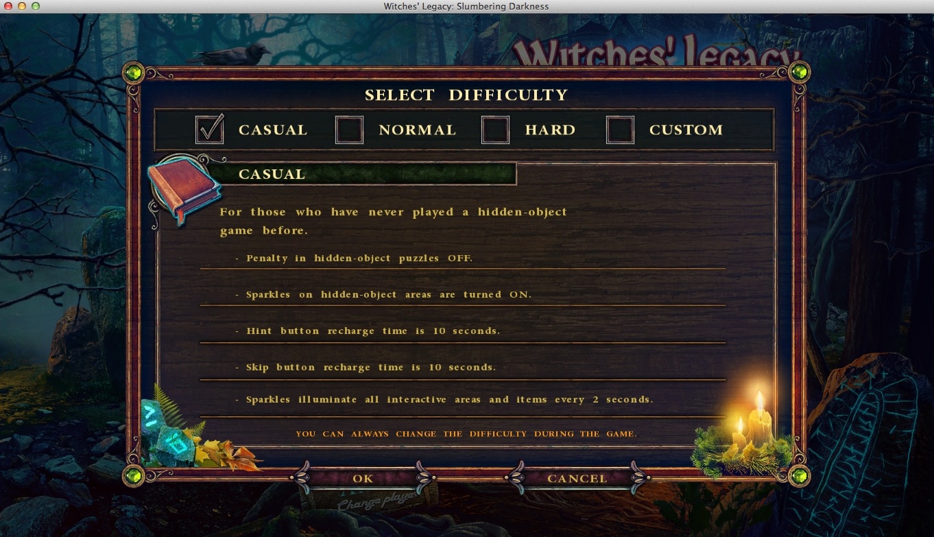 Witches' Legacy: Slumbering Darkness 2.0 : Selecting Game Difficulty