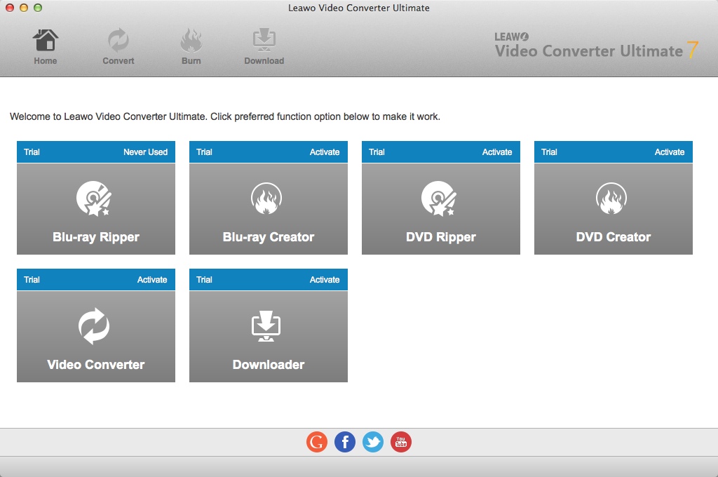 Leawo Video Converter Ultimate 7.3 : Welcome Window