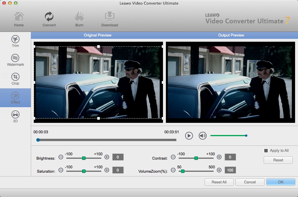 Leawo Video Converter Ultimate 7.3 : Editing Input Video