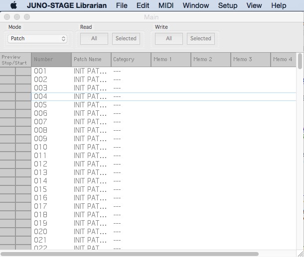 JUNO-STAGE Librarian 1.0 : Main window